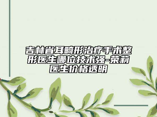 吉林省耳畸形治疗手术整形医生哪位技术强-荣莉医生价格透明