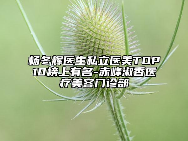 杨冬辉医生私立医美TOP10榜上有名-赤峰淑香医疗美容门诊部