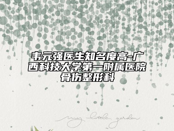 韦元强医生知名度高-广西科技大学第一附属医院骨伤整形科