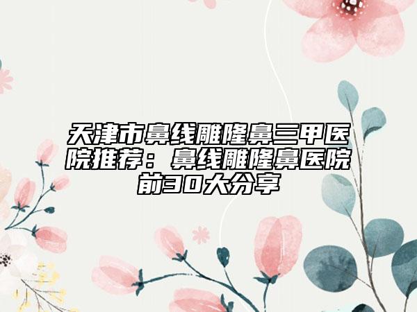 天津市鼻线雕隆鼻三甲医院推荐：鼻线雕隆鼻医院前30大分享
