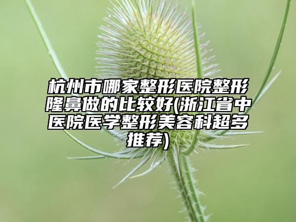 杭州市哪家整形医院整形隆鼻做的比较好(浙江省中医院医学整形美容科超多推荐)