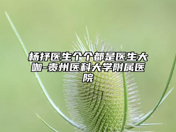 杨抒医生个个都是医生大咖-贵州医科大学附属医院