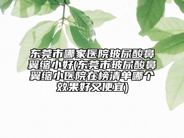 东莞市哪家医院玻尿酸鼻翼缩小好(东莞市玻尿酸鼻翼缩小医院在榜清单哪个效果好又便宜)