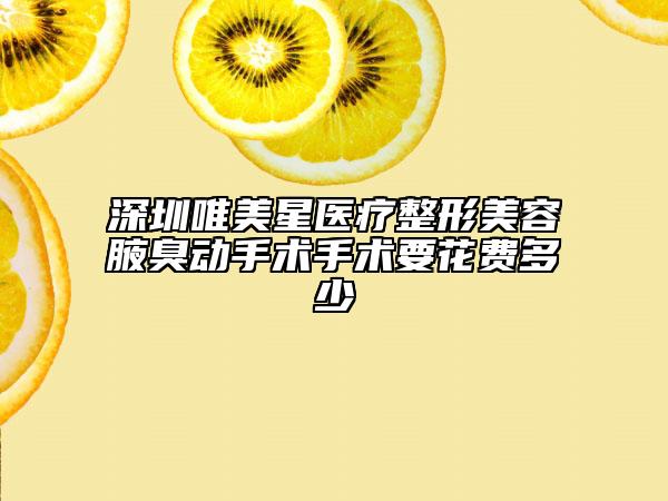 深圳唯美星医疗整形美容腋臭动手术手术要花费多少