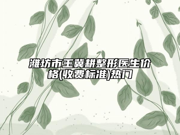 潍坊市王冀耕整形医生价格(收费标准)热门