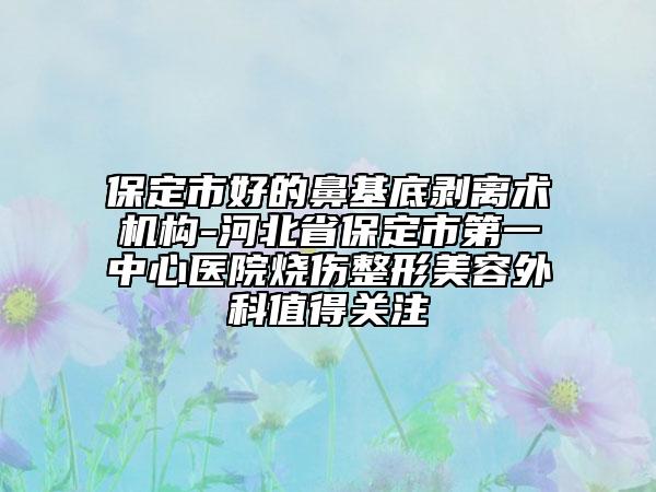 保定市好的鼻基底剥离术机构-河北省保定市第一中心医院烧伤整形美容外科值得关注
