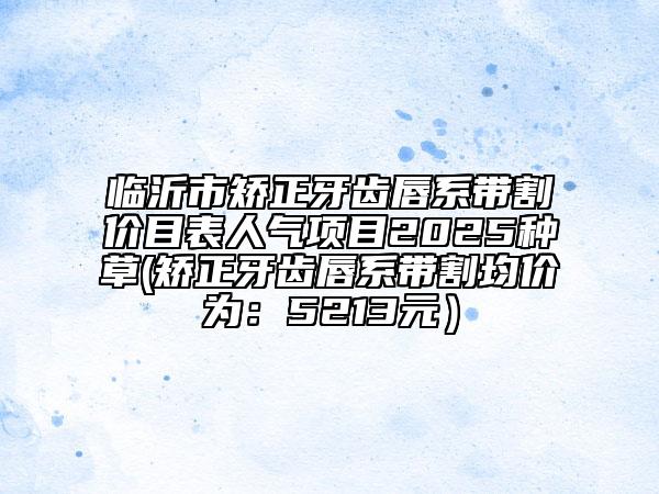 临沂市矫正牙齿唇系带割价目表人气项目2025种草(矫正牙齿唇系带割均价为：5213元）