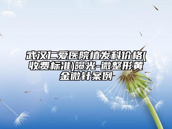 武汉仁爱医院植发科价格(收费标准)曝光-微整形黄金微针案例