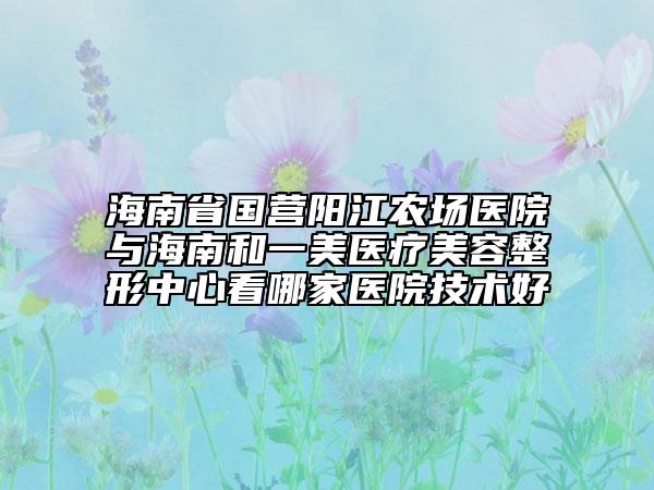 海南省国营阳江农场医院与海南和一美医疗美容整形中心看哪家医院技术好