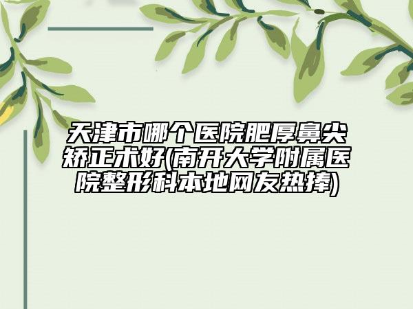 天津市哪个医院肥厚鼻尖矫正术好(南开大学附属医院整形科本地网友热捧)