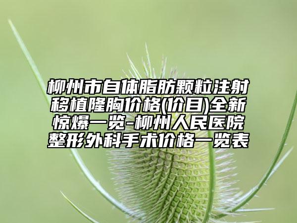 柳州市自体脂肪颗粒注射移植隆胸价格(价目)全新惊爆一览-柳州人民医院整形外科手术价格一览表