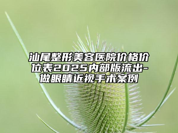 汕尾整形美容医院价格价位表2025内部版流出-做眼睛近视手术案例