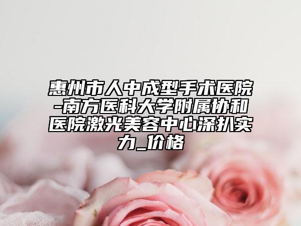 惠州市人中成型手术医院-南方医科大学附属协和医院激光美容中心深扒实力_价格