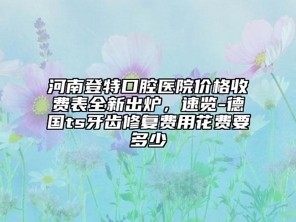 河南登特口腔医院价格收费表全新出炉，速览-德国ts牙齿修复费用花费要多少
