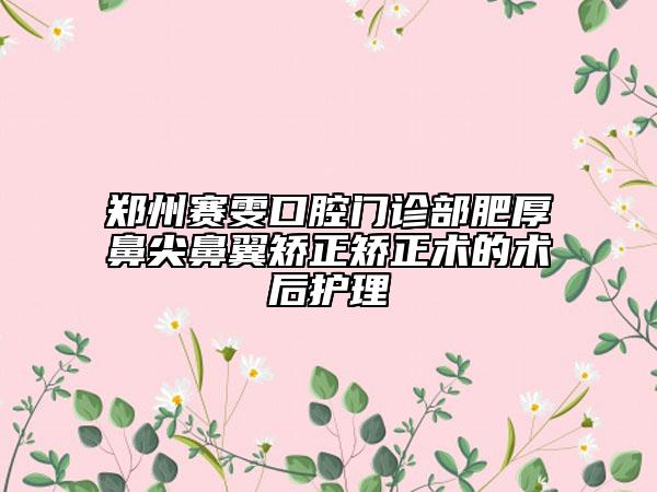 郑州赛雯口腔门诊部肥厚鼻尖鼻翼矫正矫正术的术后护理