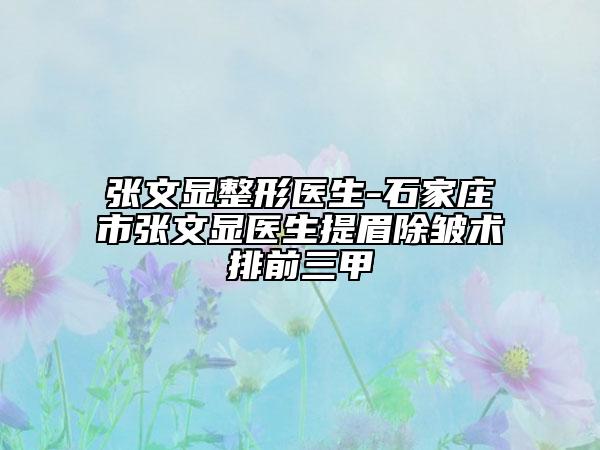 张文显整形医生-石家庄市张文显医生提眉除皱术排前三甲