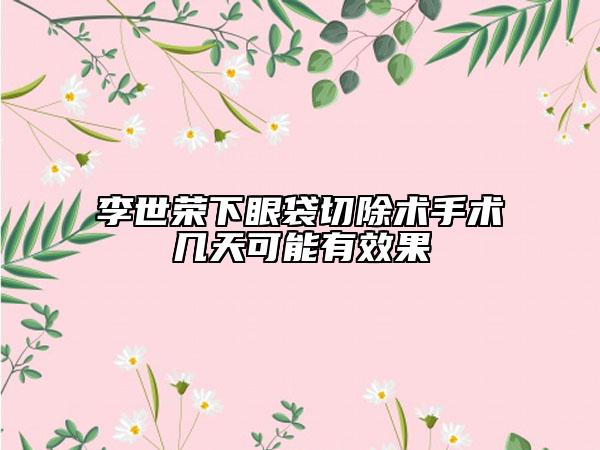 李世荣下眼袋切除术手术几天可能有效果