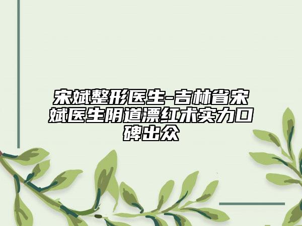宋斌整形医生-吉林省宋斌医生阴道漂红术实力口碑出众