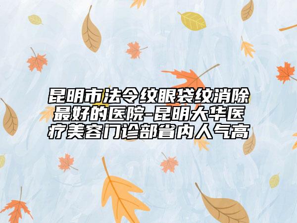 昆明市法令纹眼袋纹消除最好的医院-昆明大华医疗美容门诊部省内人气高