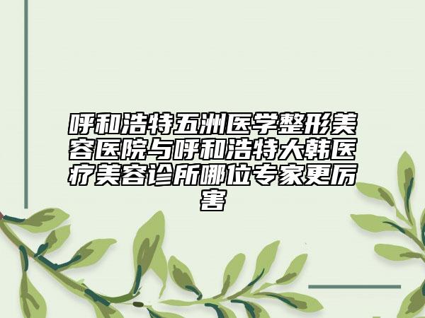 呼和浩特五洲医学整形美容医院与呼和浩特大韩医疗美容诊所哪位专家更厉害
