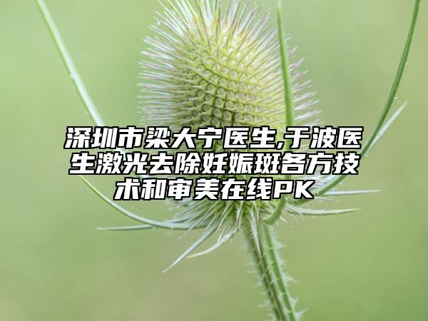 深圳市梁大宁医生,于波医生激光去除妊娠斑各方技术和审美在线PK
