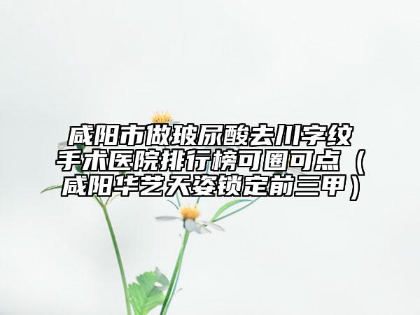 咸阳市做玻尿酸去川字纹手术医院排行榜可圈可点（咸阳华艺天姿锁定前三甲）