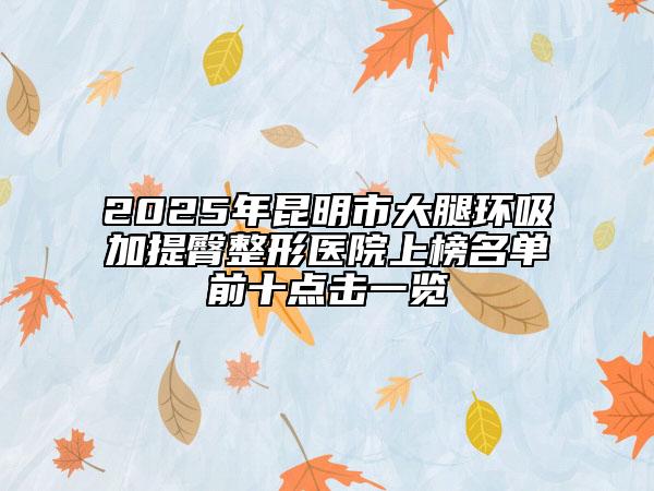 2025年昆明市大腿环吸加提臀整形医院上榜名单前十点击一览
