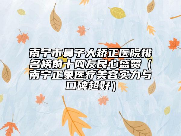 南宁市鼻子大矫正医院排名榜前十网友良心盛赞（南宁正象医疗美容实力与口碑超好）
