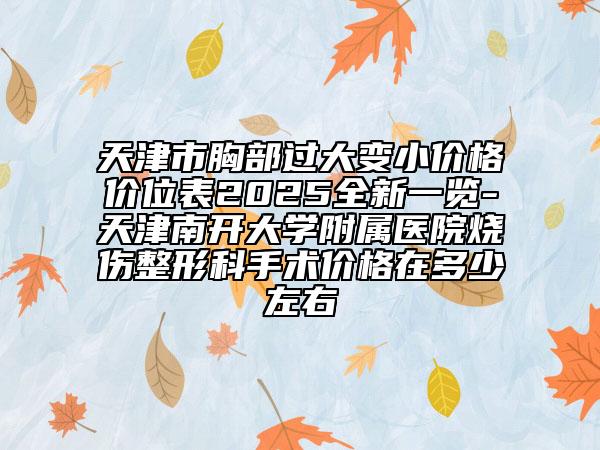 天津市胸部过大变小价格价位表2025全新一览-天津南开大学附属医院烧伤整形科手术价格在多少左右