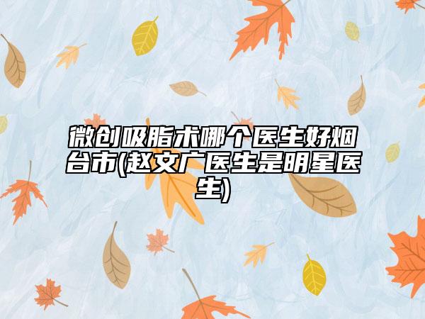 微创吸脂术哪个医生好烟台市(赵文广医生是明星医生)