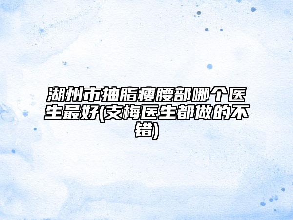 湖州市抽脂瘦腰部哪个医生最好(支梅医生都做的不错)