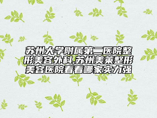 苏州大学附属第二医院整形美容外科,苏州美莱整形美容医院看看哪家实力强