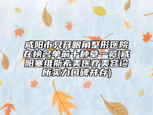 咸阳市只开眼角整形医院在榜名单前十种草一览(咸阳塞维斯希美医疗美容诊所实力口碑并存)