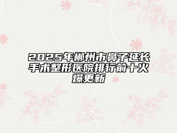 2025年郴州市鼻子延长手术整形医院排行前十火爆更新