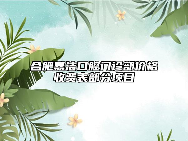 合肥嘉洁口腔门诊部价格收费表部分项目