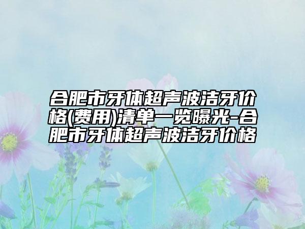 合肥市牙体超声波洁牙价格(费用)清单一览曝光-合肥市牙体超声波洁牙价格