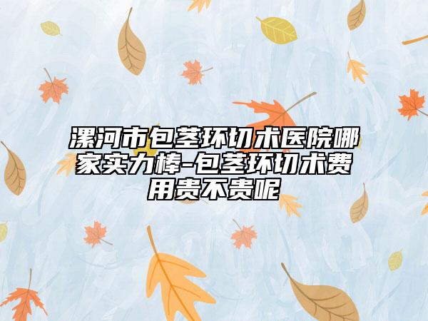 漯河市包茎环切术医院哪家实力棒-包茎环切术费用贵不贵呢