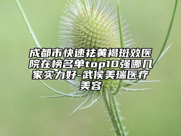 成都市快速祛黄褐斑效医院在榜名单top10强哪几家实力好-武侯美瑞医疗美容