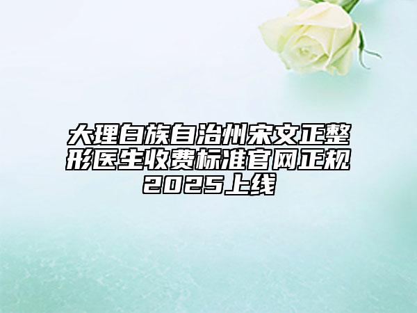 大理白族自治州宋文正整形医生收费标准官网正规2025上线