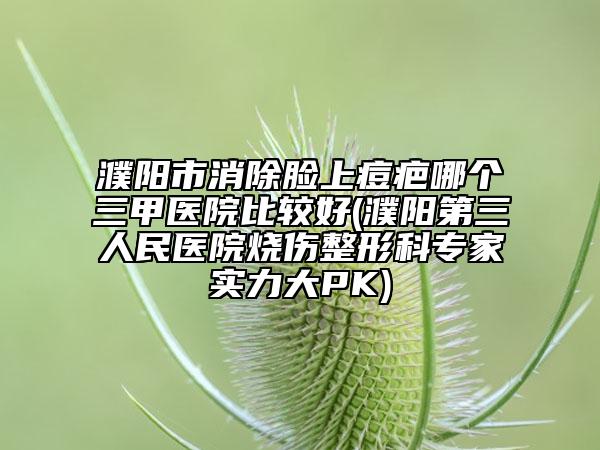 濮阳市消除脸上痘疤哪个三甲医院比较好(濮阳第三人民医院烧伤整形科专家实力大PK)