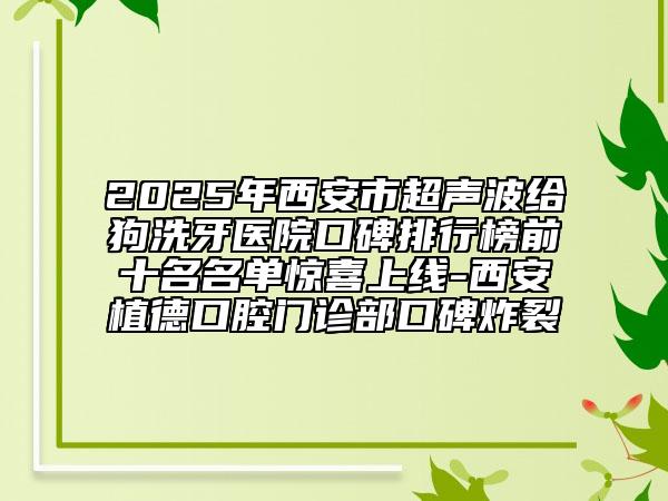 2025年西安市超声波给狗洗牙医院口碑排行榜前十名名单惊喜上线-西安植德口腔门诊部口碑炸裂