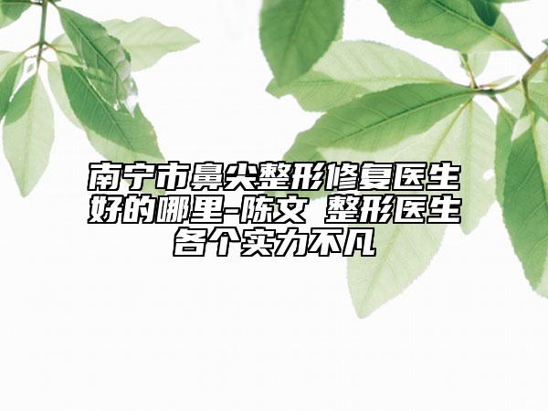 南宁市鼻尖整形修复医生好的哪里-陈文瑨整形医生各个实力不凡