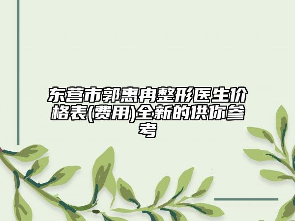 东营市郭惠冉整形医生价格表(费用)全新的供你参考