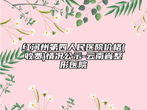 红河州第四人民医院价格(收费)情况公示-云南省整形医院