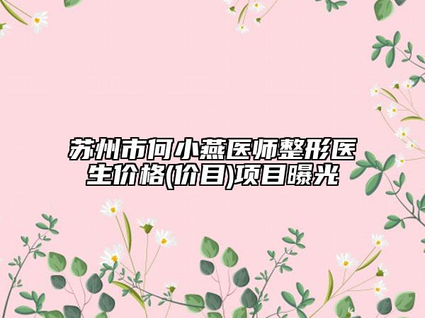 苏州市何小燕医师整形医生价格(价目)项目曝光