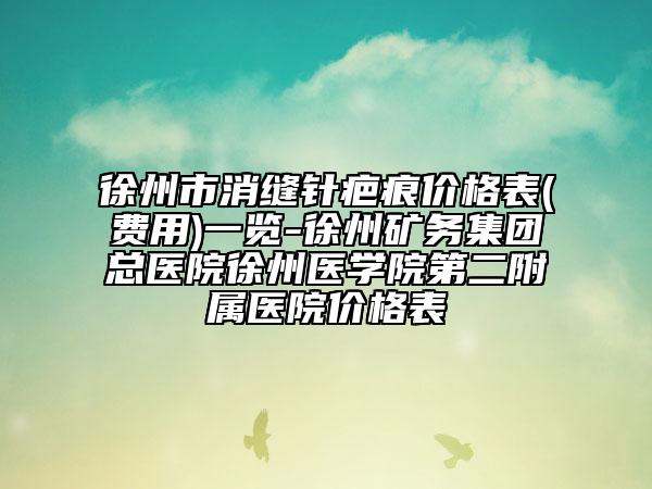 徐州市消缝针疤痕价格表(费用)一览-徐州矿务集团总医院徐州医学院第二附属医院价格表