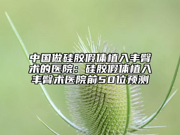 中国做硅胶假体植入丰臀术的医院：硅胶假体植入丰臀术医院前50位预测