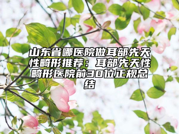 山东省哪医院做耳部先天性畸形推荐：耳部先天性畸形医院前30位正规总结