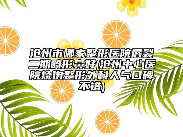 沧州市哪家整形医院唇裂二期畸形鼻好(沧州中心医院烧伤整形外科人气口碑不错)
