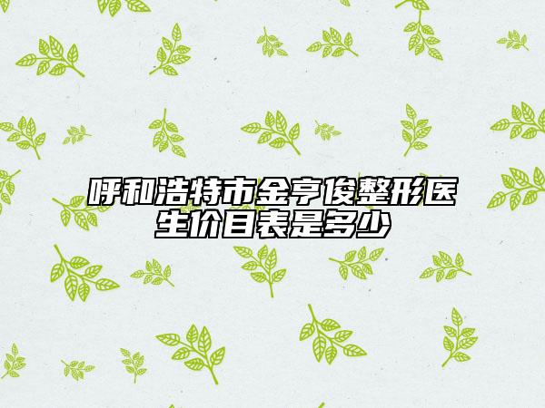 呼和浩特市金亨俊整形医生价目表是多少